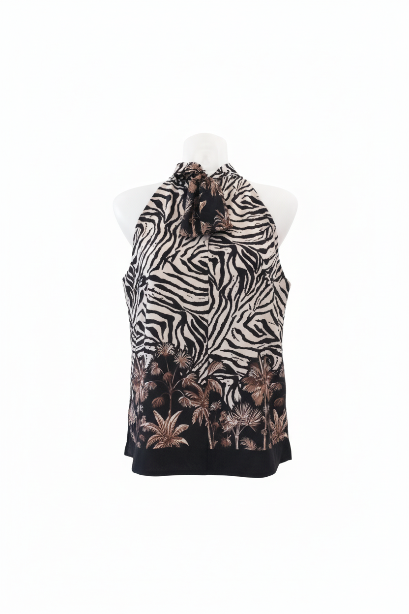 Haut Zèbre & Palmiers - Fashion Collection - Taille et pièce unique - Made in Italy