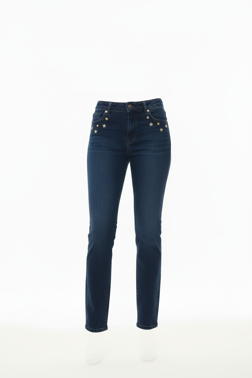 Jeans Maison Onado - Broderie Étoiles - Taille 44 - Made in Italy - Pièce unique