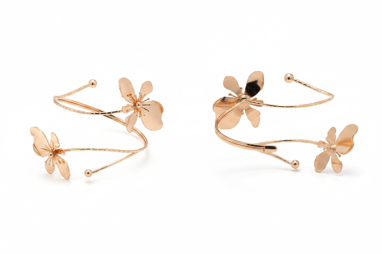 Bracelet Manchette Fleurs Dorées