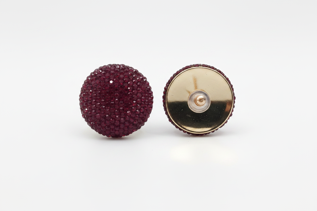 Boucles d'Oreilles Strass Bordeaux Glamour