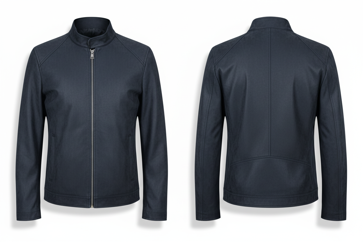 Veste zippée col montant effet suédine bleu marine Due & I - Taille M - Pièce unique