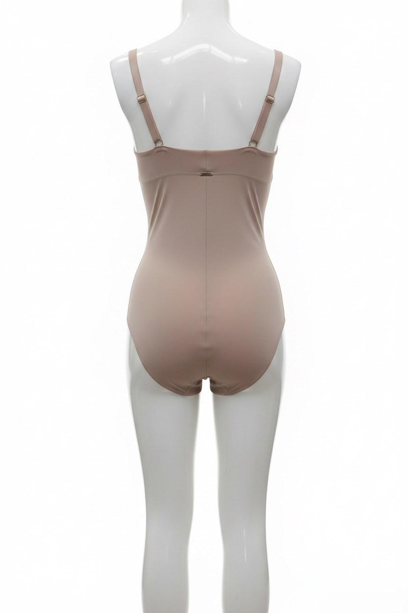 Body Brésilien Sculptant Divas Dentelle Push-Up beige – vue dos bretelles parallèles fond blanc