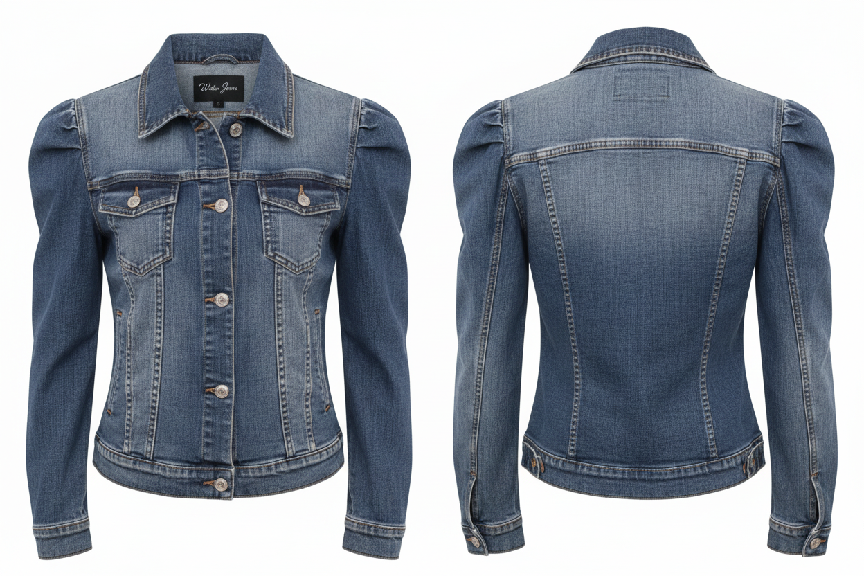 Veste en jean manches bouffantes - Taille M - Made in Italy- Pièce unique