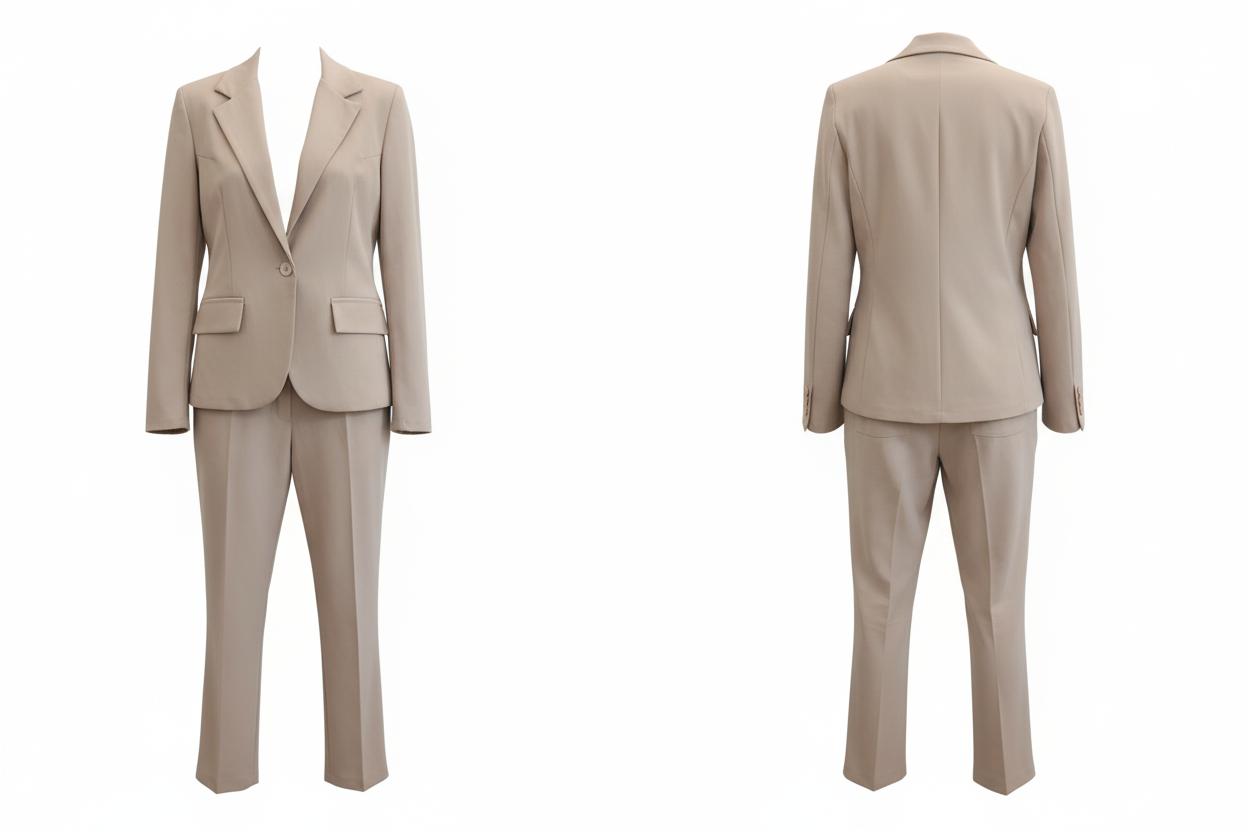 Tailleur Beige - New Collection - Blazer Mono-Bouton & Pantalon Droit - Taille XL - Made in Italy - Pièce Unique