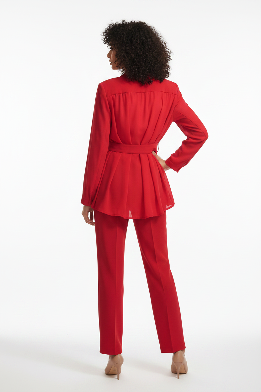 Tailleur Rouge - Ariana Paula Designer - Taille 42 IT (38-40 FR) - Made in Italy - Pièce unique - Aussi sur mesure et sur commande