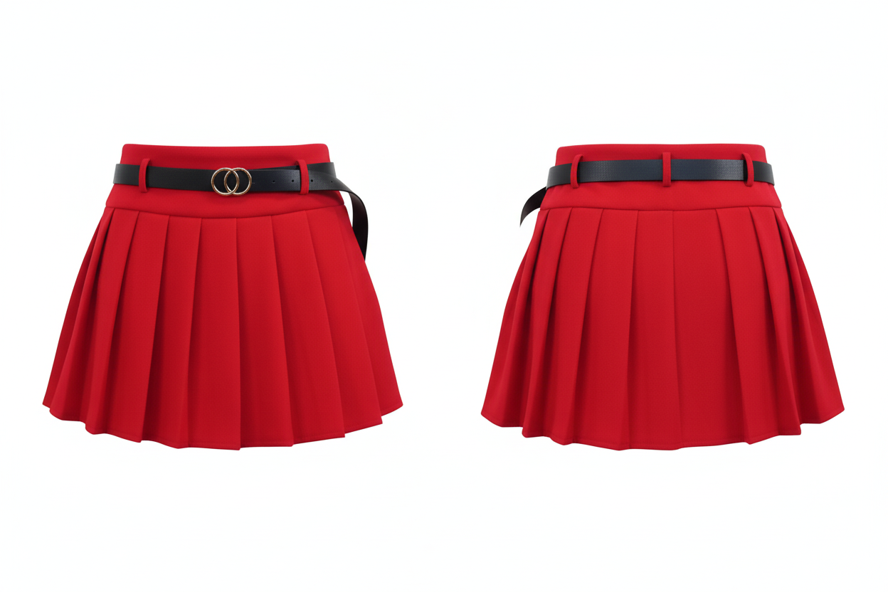 Mini-jupe plissée rouge avec culotte intégrée - NT Fashion - Taille S - Made in Italy - Pièce unique