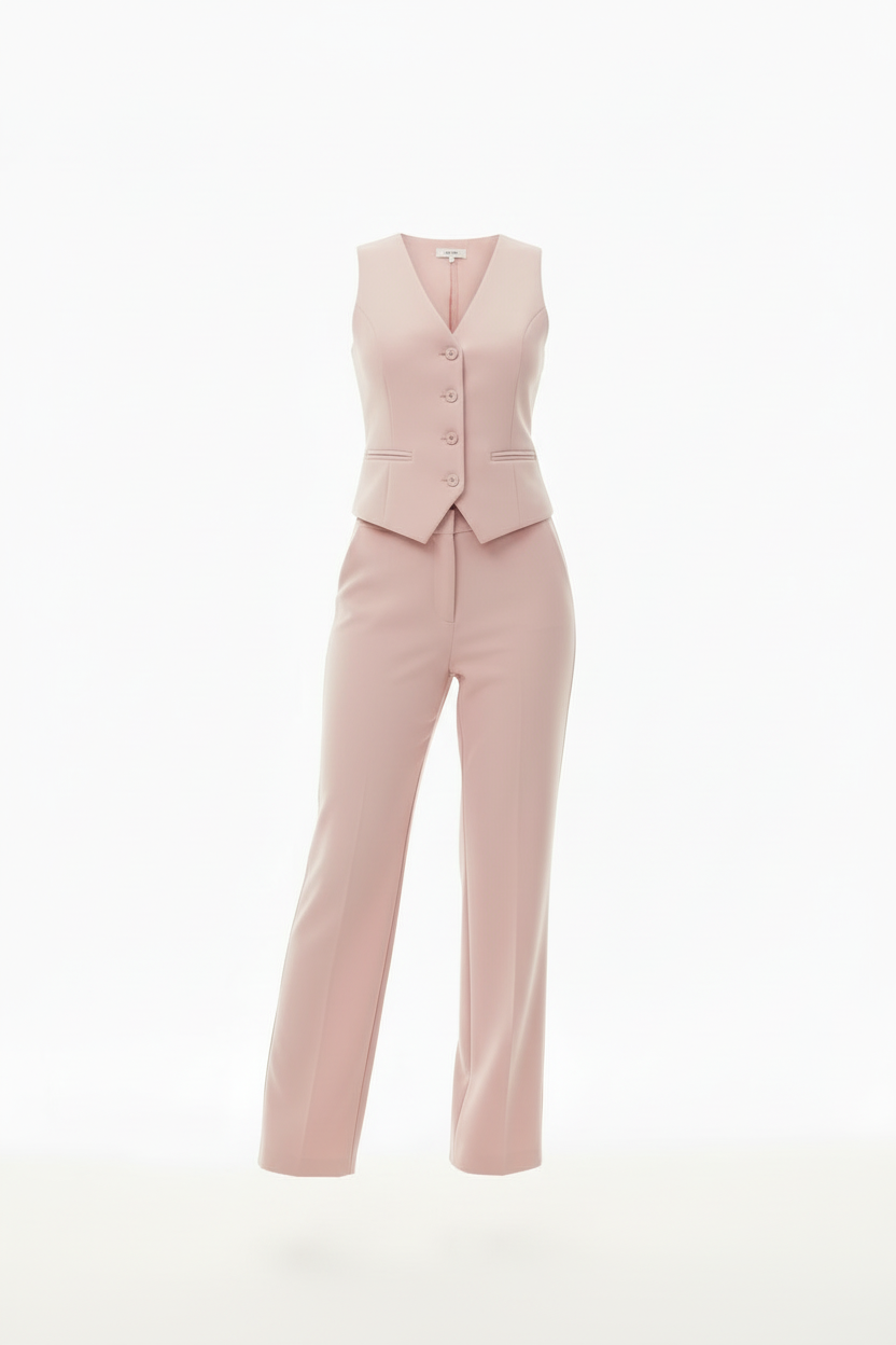 Ensemble Élégance Italienne Rose Poudré - Douceur & Chic - Taille L - Made in Italy - Pièce unique