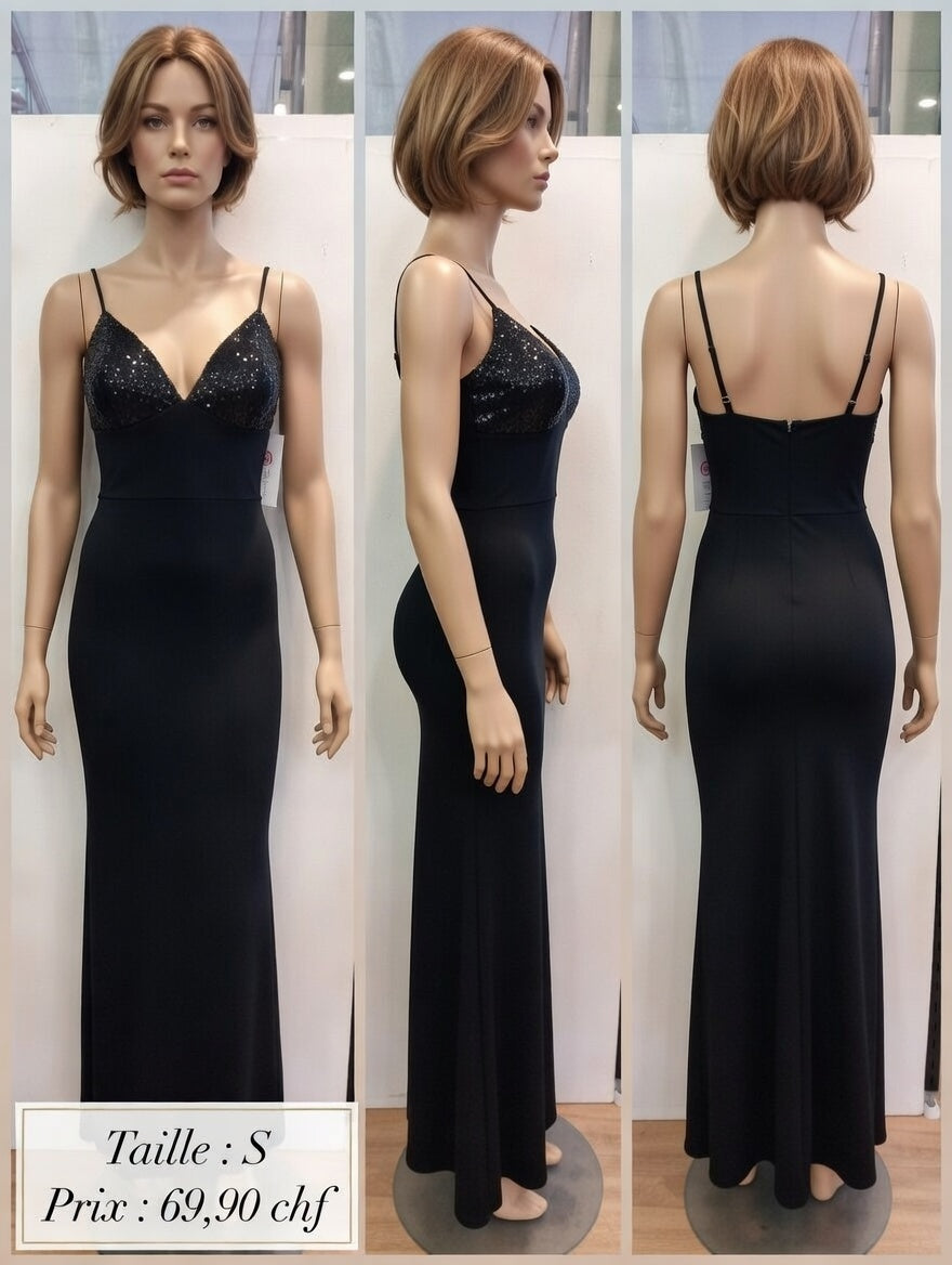 69,90 chf - Taille S - Robe de Soirée Noire Pailletée - Glamour et Éclat pour Vos Soirées !