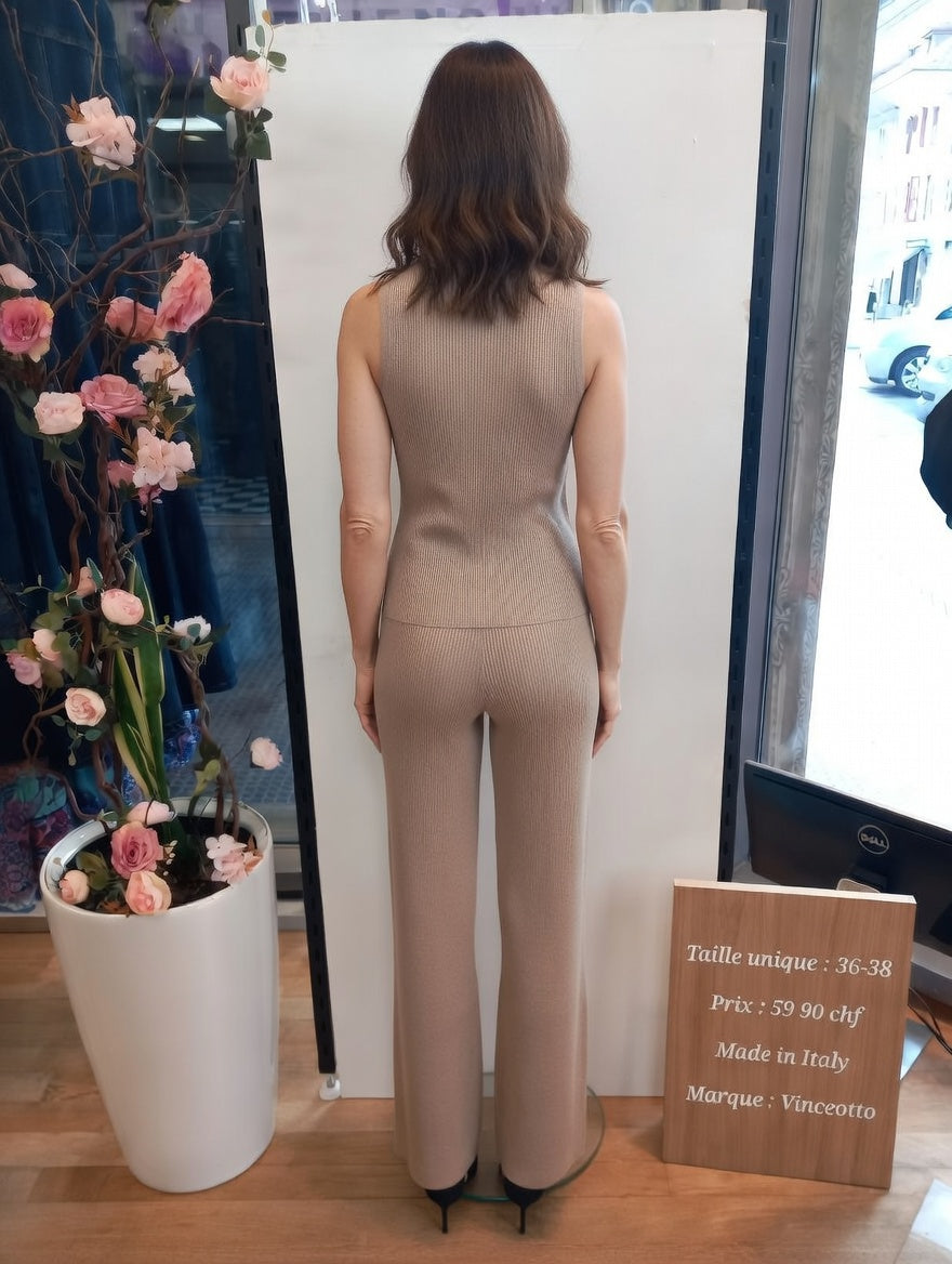 59,90 chf - Taille 36-38 - Élégant ensemble Vinceotto Made in Italy – Beige chic & confortable !