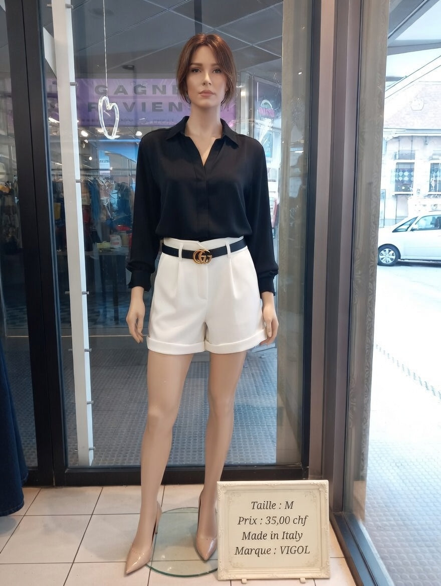 35,00 chf - Taille M - Short VIGOL Blanc + Ceinture GG – Élégance italienne !