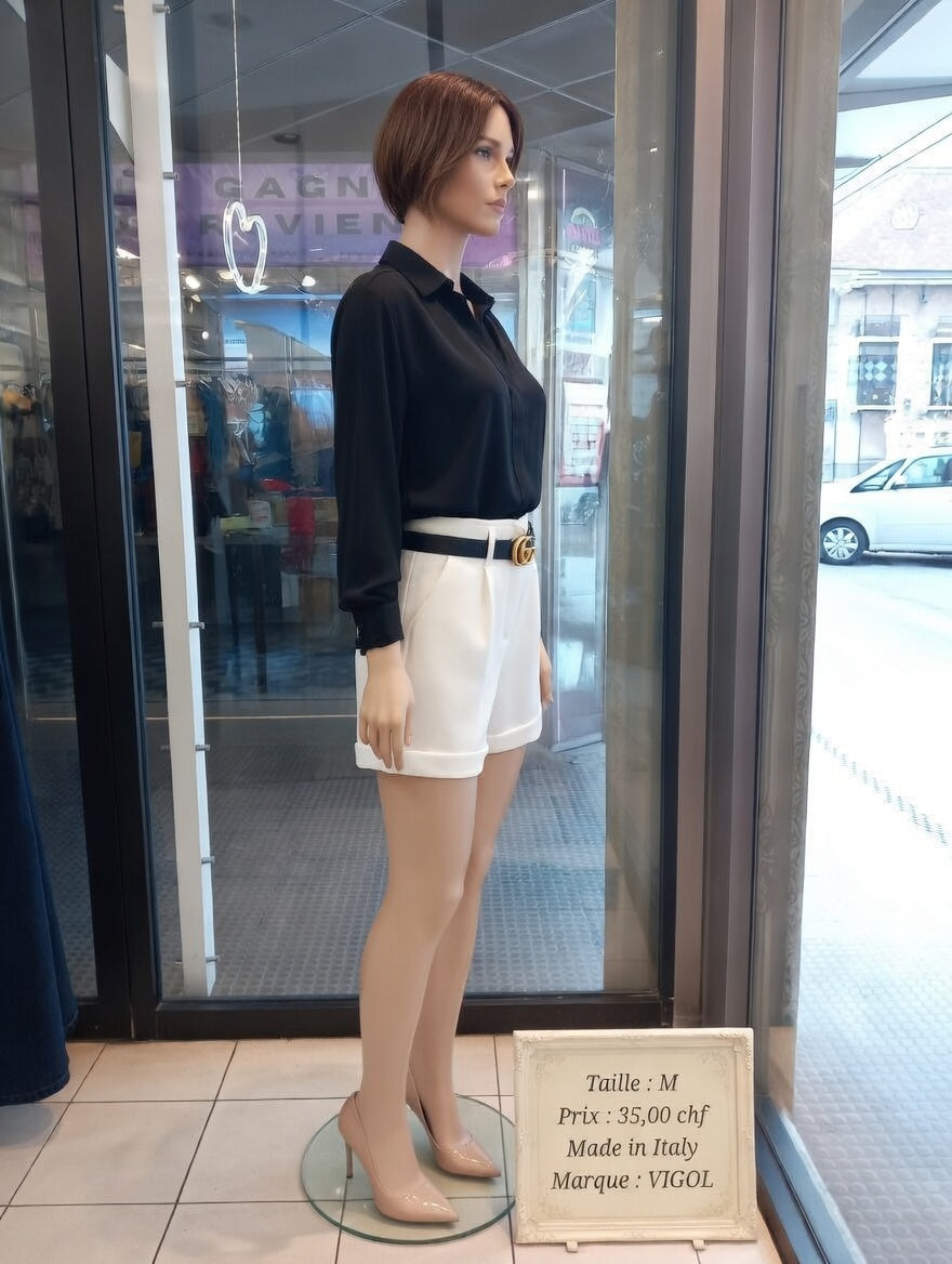 35,00 chf - Taille M - Short VIGOL Blanc + Ceinture GG – Élégance italienne !