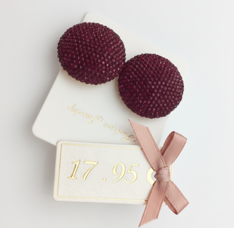 Boucles d'Oreilles Strass Bordeaux Glamour