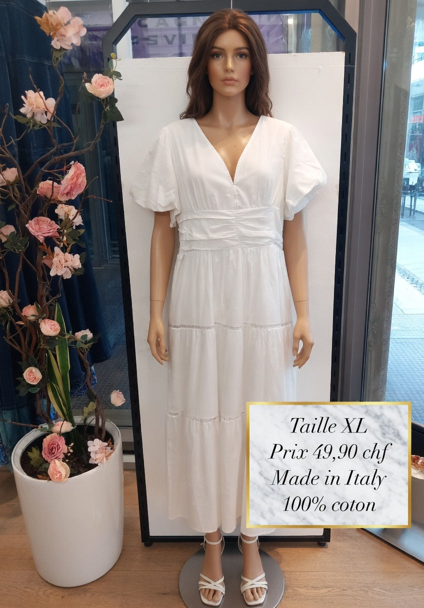 49,90 chf - Taille XL - ✨ Robe blanche 100% coton italienne ultra féminine !