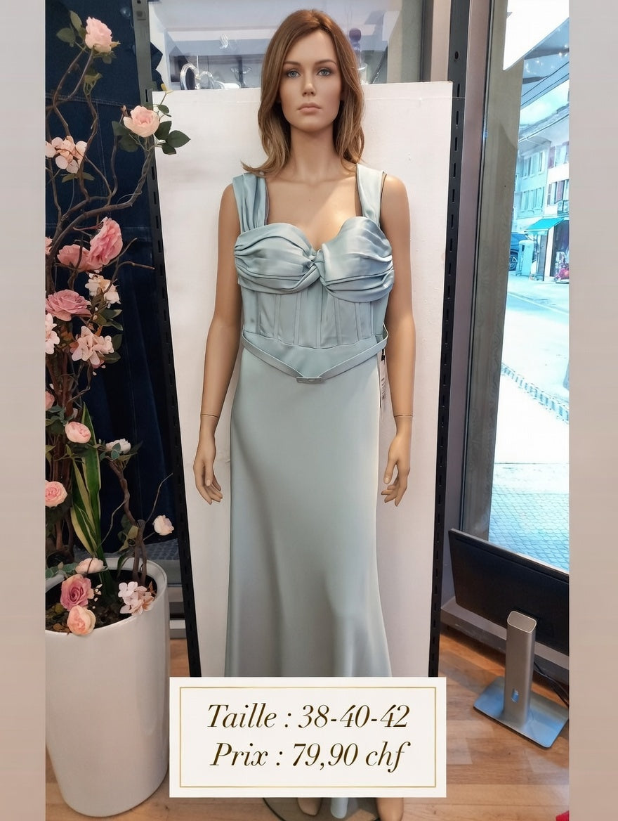 79,90 chf - Taille 38-40-42 - Robe de Soirée Élégante en Satin Bleu Pastel - Chic et Abordable !