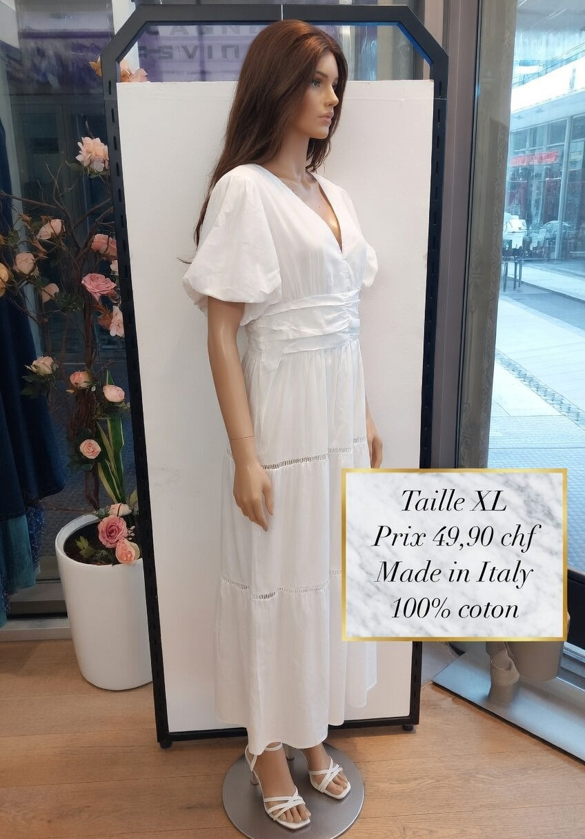 49,90 chf - Taille XL - ✨ Robe blanche 100% coton italienne ultra féminine !