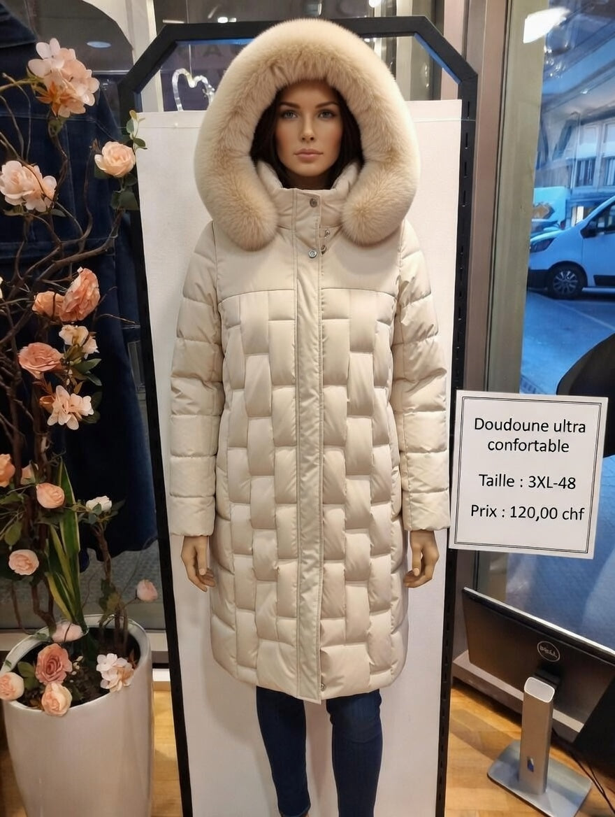 120,00 chf - Taille 3XL-48 - Doudoune Ultra Confortable avec Capuche en Fourrure !