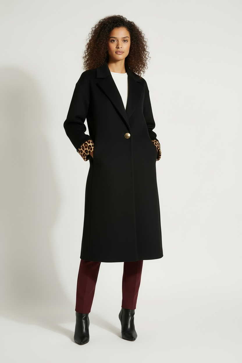 Veste Manteau Noir Oversize - Style Urbain & Élégant - Taille XL - Made in Italy - Pièce unique