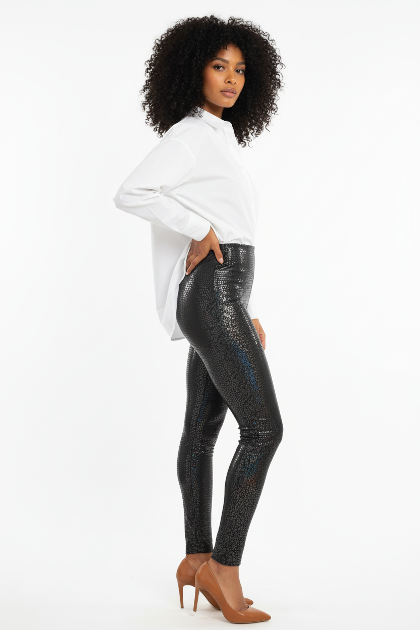 Legging Noir Brillant Holographique Jean Louis François - Taille M