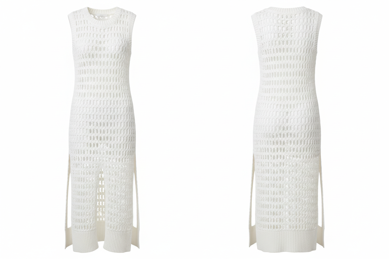 Robe Cover-Up - Crochet Ajouré - Blanc Maglificio - Taille 36-38 - Made in Italy - Pièce unique