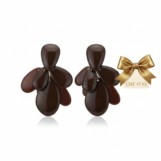 Boucles d'oreilles pendantes gouttes chocolat brillant
