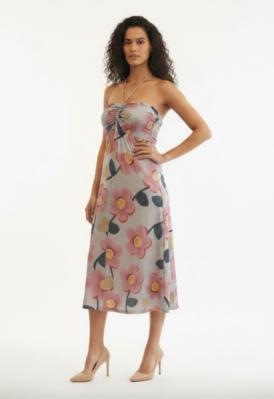 Robe Midi Florale Halter Remanescente – Taille 38 EU