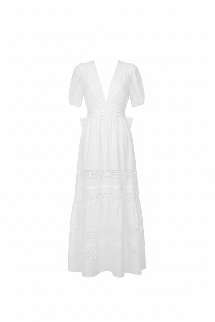 Robe Blanche 100% Coton Italienne - Légèreté & Élégance - Taille XL - Made in Italy  - Pièce unique