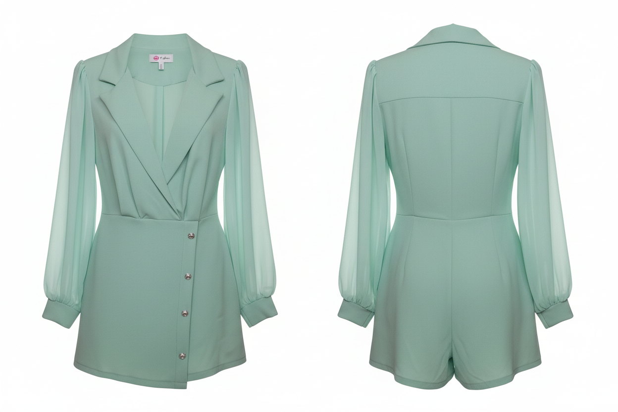 Combi-short - Vert Menthe - Taille S/L - Made in Italy - Pièce unique