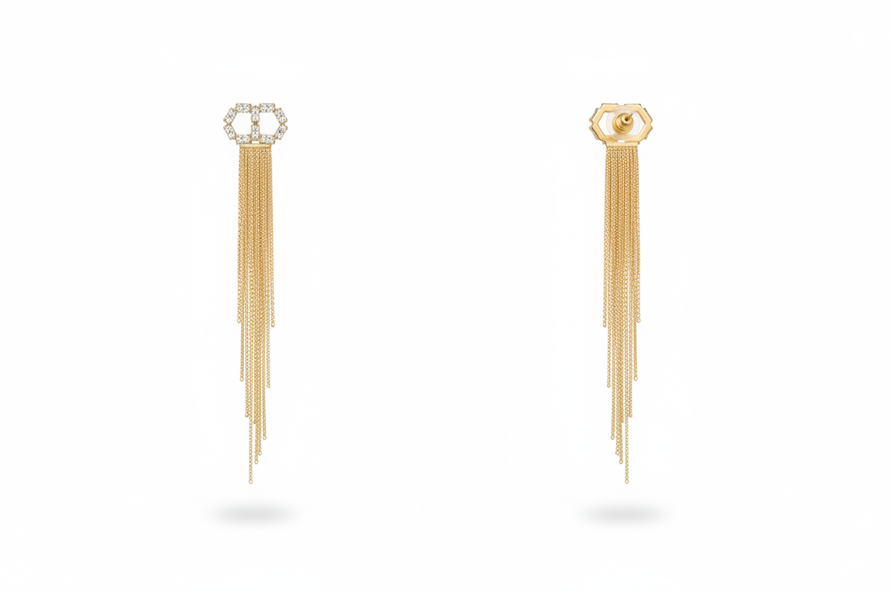Boucles d'oreilles pendantes dorées à franges