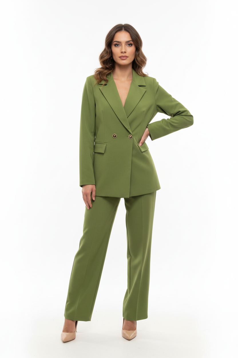 Tailleur Vert Olive - Ariana Paula Designer - Made in Italy - Pièce unique - Aussi sur mesure et sur commande