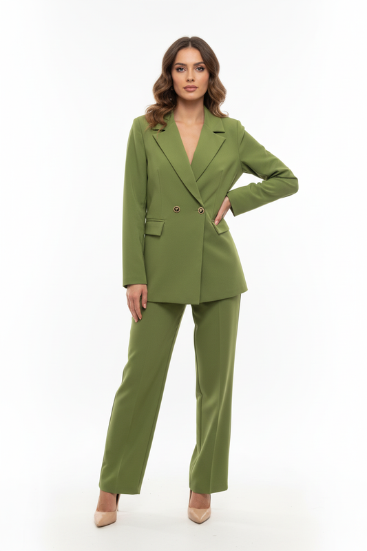 Tailleur Vert Olive - Ariana Paula Designer - Made in Italy - Pièce unique - Aussi sur mesure et sur commande