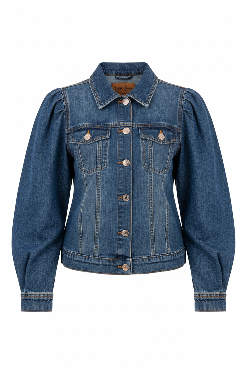 Veste en jean manches bouffantes - Taille M - Made in Italy- Pièce unique