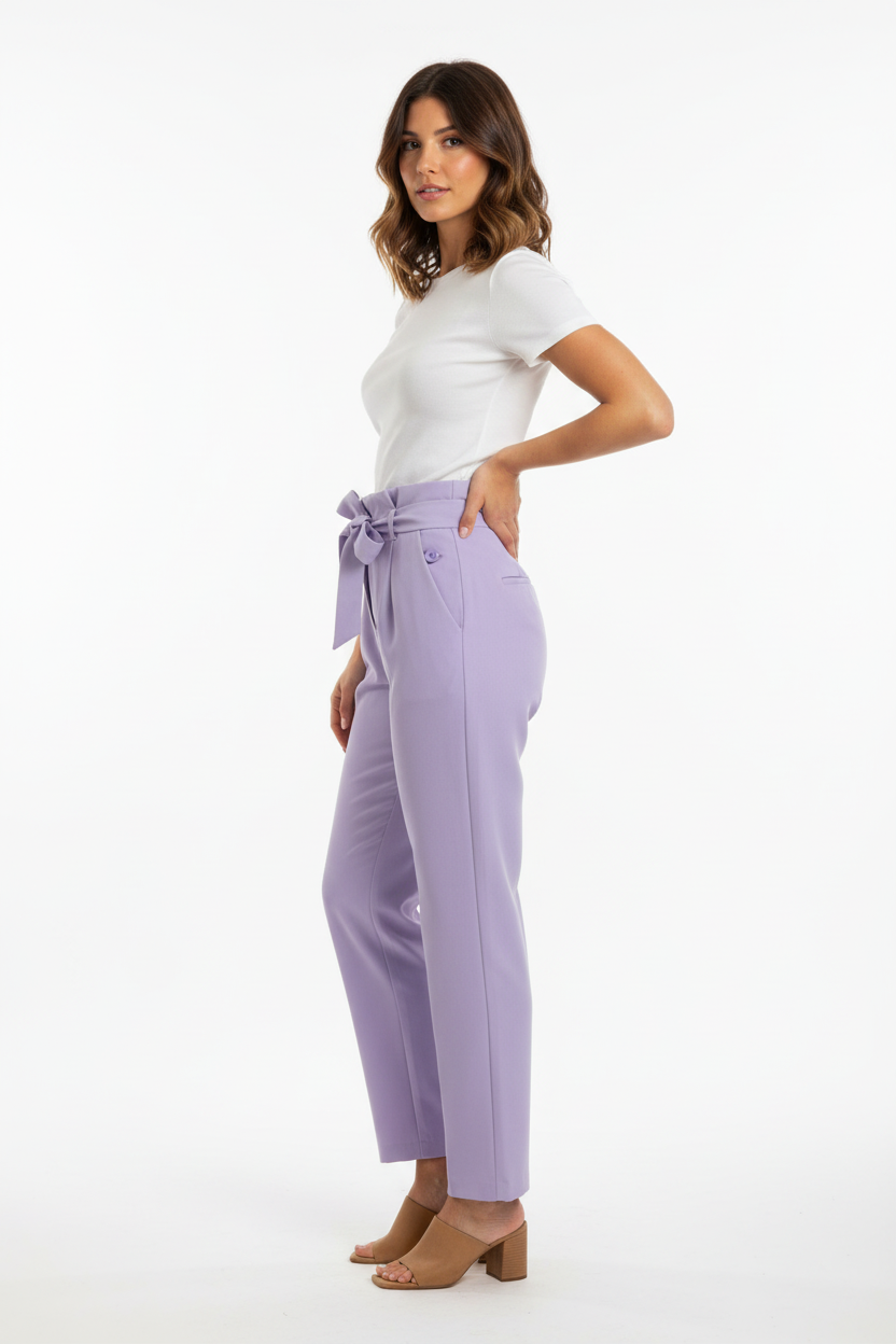 Pantalon Lilas- Taille Haute - Paper Bag - NEW COLLECTION - Taille L - Made in Italy - Pièce unique