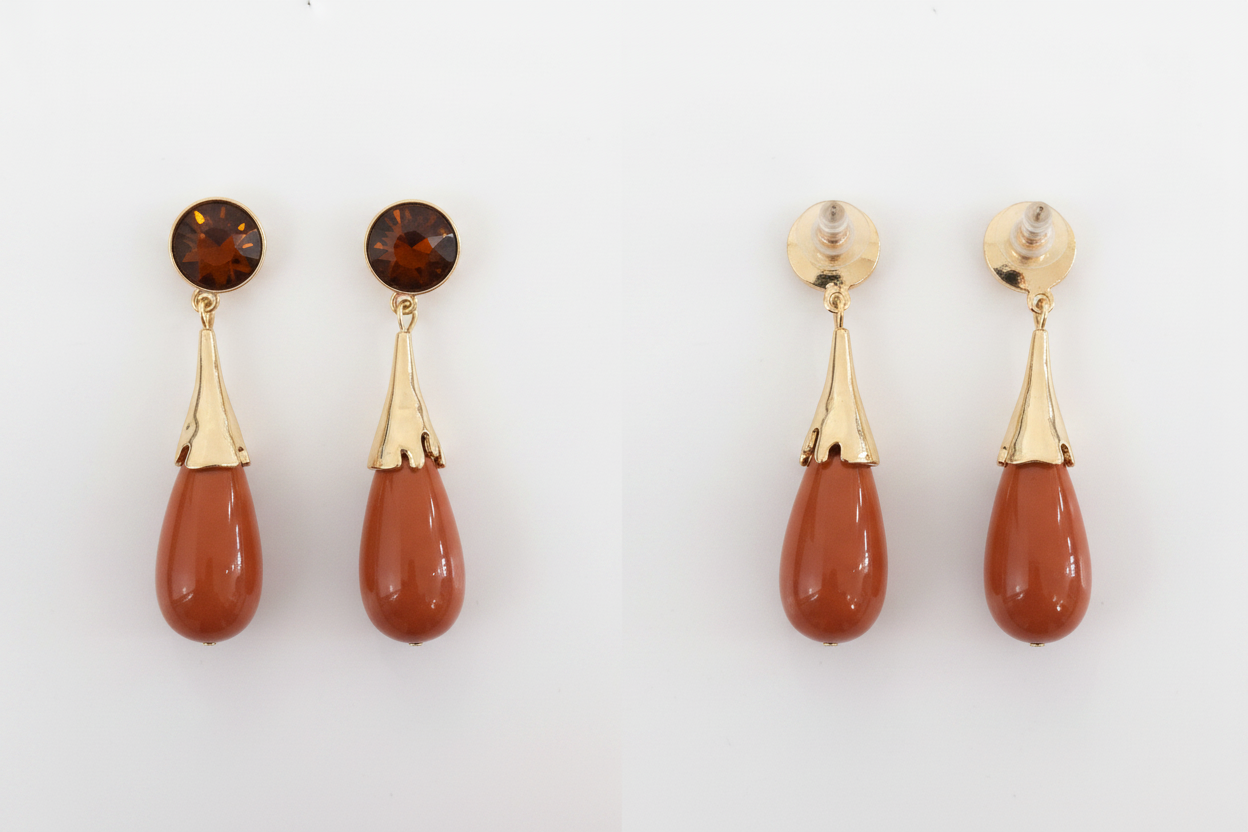 Boucles d'oreilles pendantes goutte terracotta
