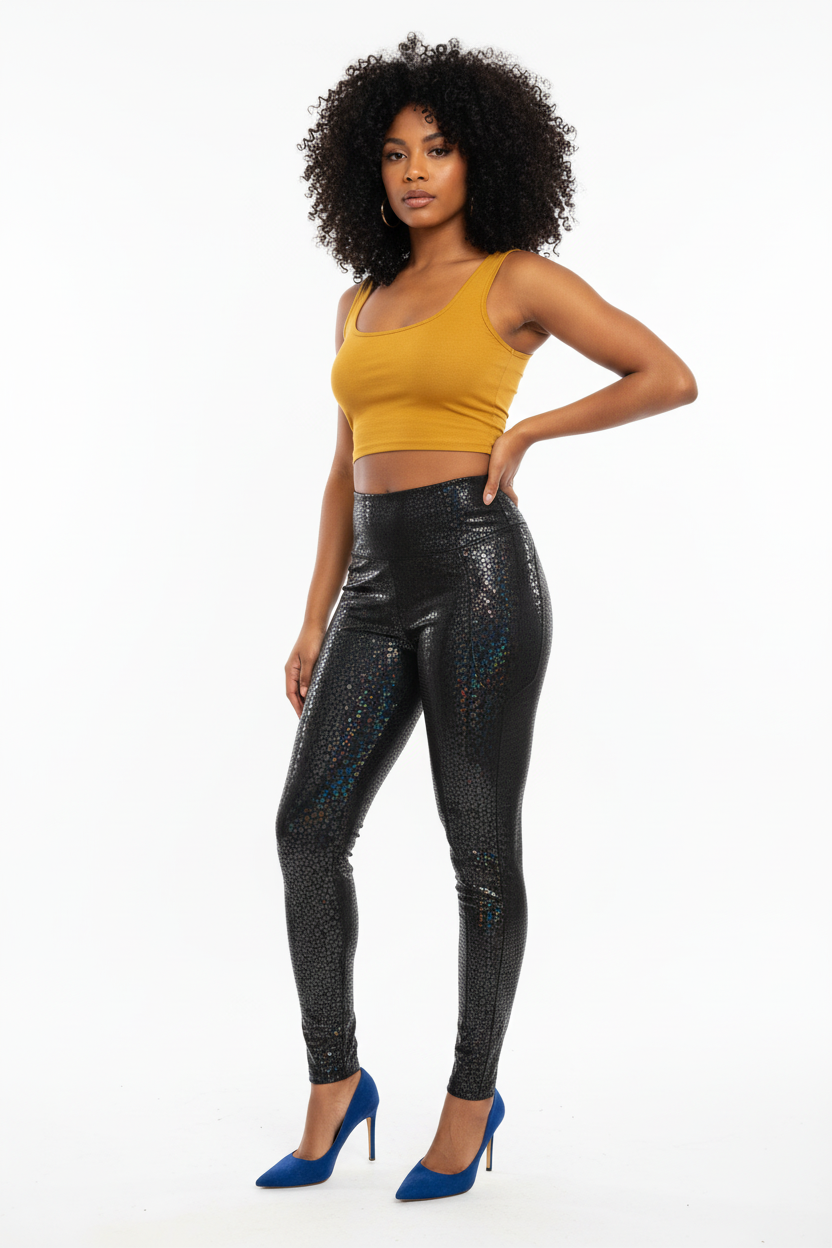 Legging Noir Brillant Holographique Jean Louis François - Taille M