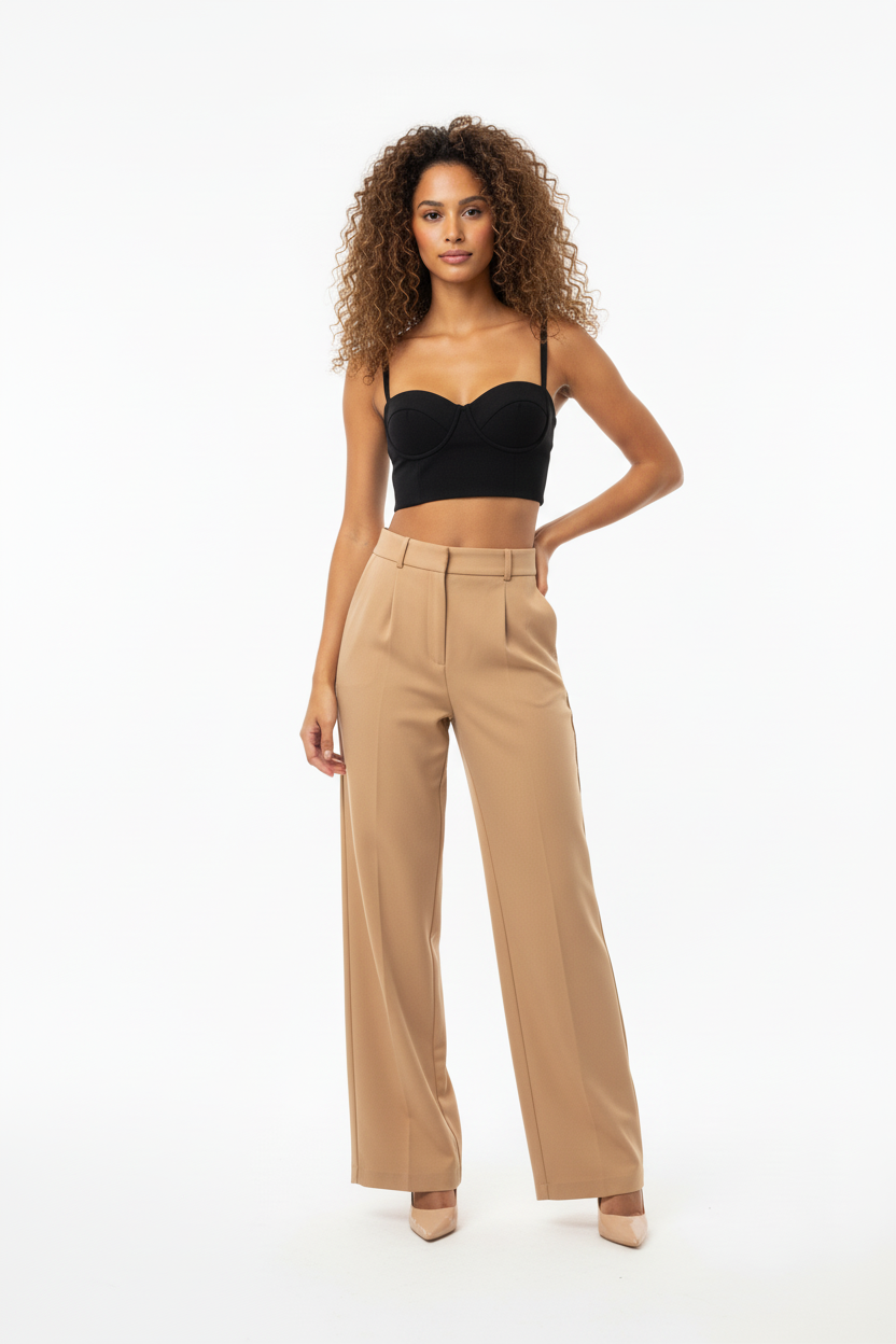 Bustier Crop Top Noir Zip Dos - Vinceotto - Taille M - Made in Italy - Pièce unique