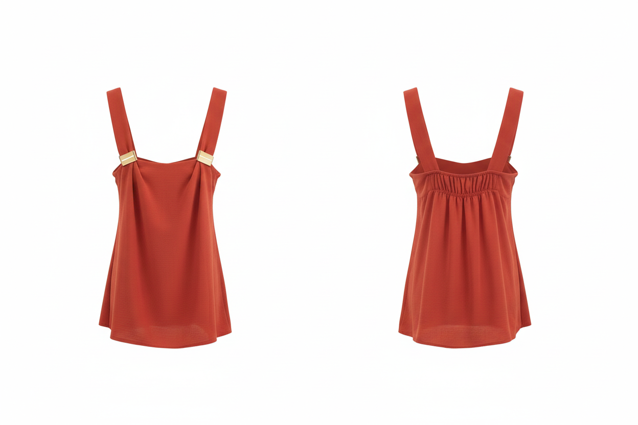 Haut Terracotta - LA STELLA - Bretelles Larges & Boucles Dorées - Taille 36-38 - Made in Italy - Pièce Unique