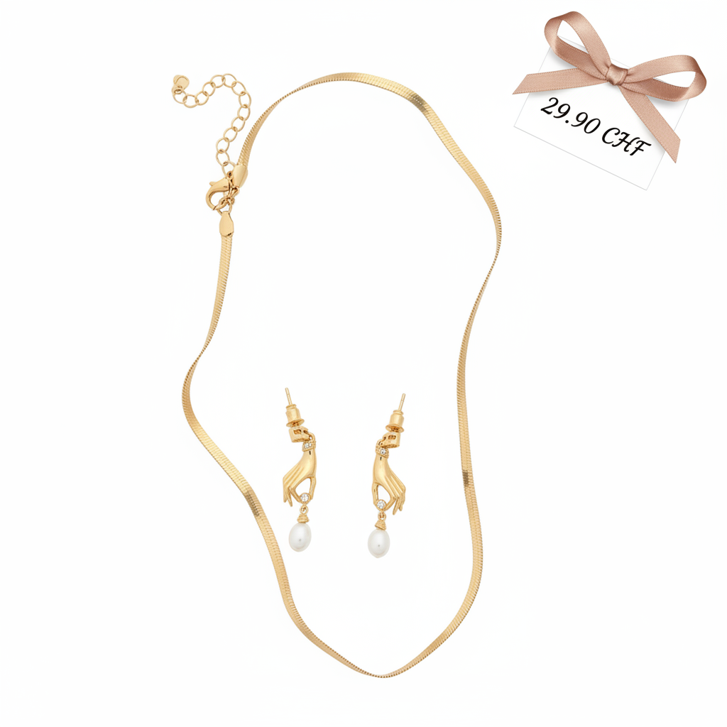 Ensemble Collier & Boucles d'oreilles Dorées Perle