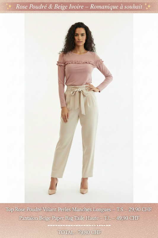 ✨ Rose Poudré & Beige Ivoire — Romantique Italienne