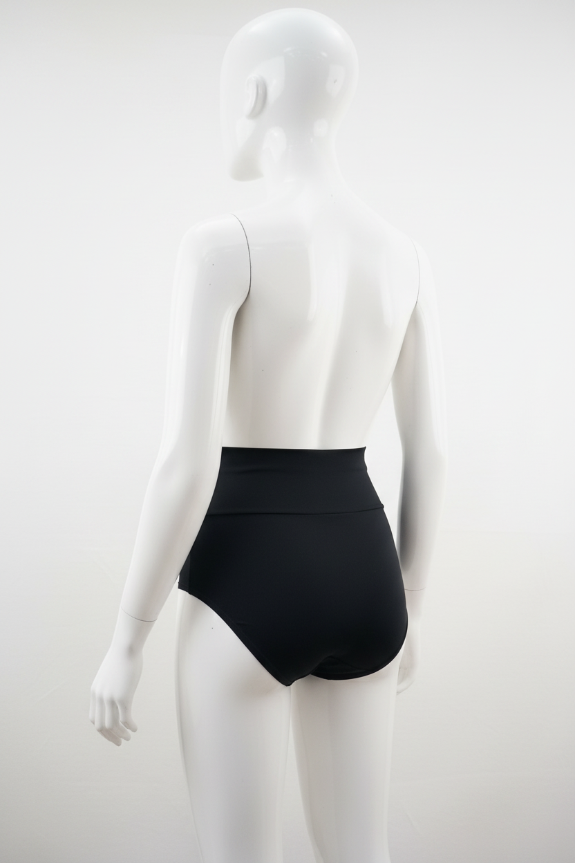 Culotte gainante brésilienne Divas noir vue 3/4 dos mannequin plastique fond blanc