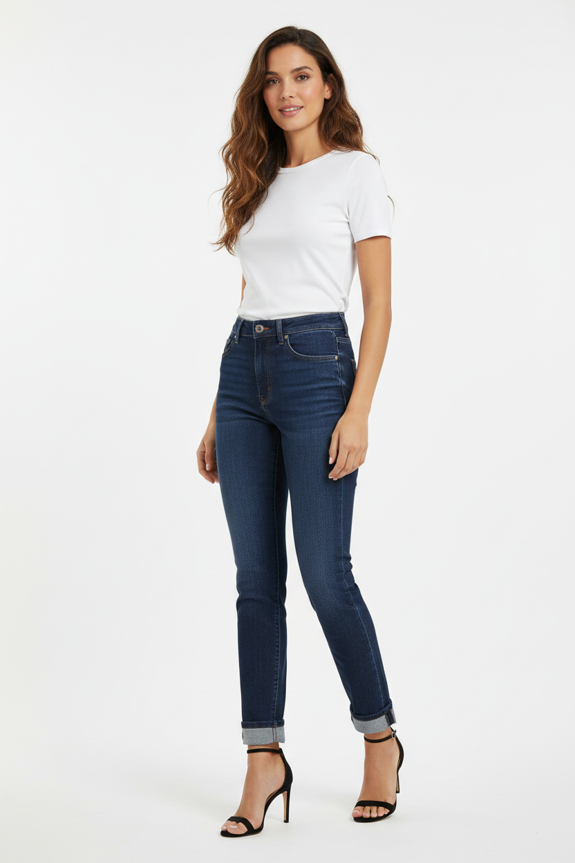 Jean Slim Taille Haute - Kiss Pink - Taille XL - Made in Italy - Pièce unique