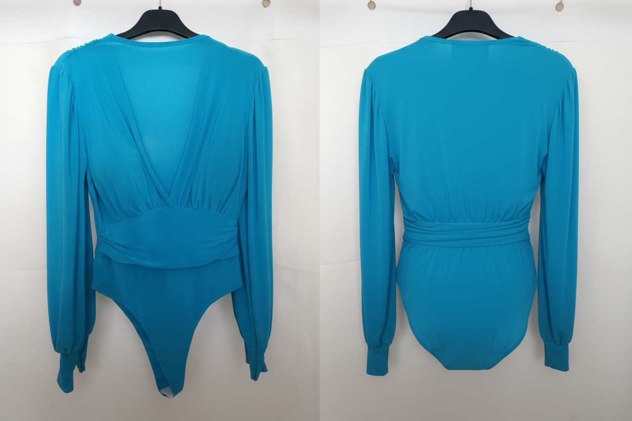 Body Turquoise Col V Drapé - D&X - Taille M/L - Made in Italy - Pièce unique