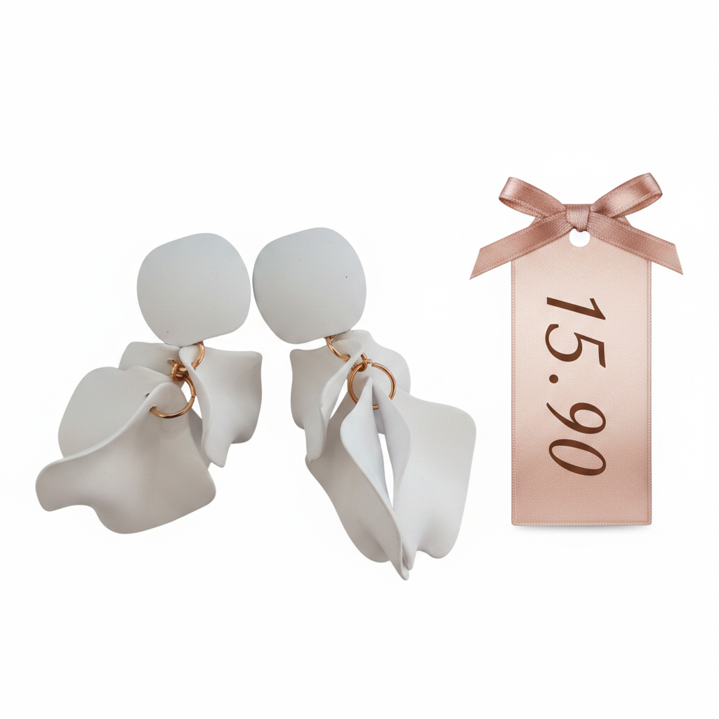 Boucles d'oreilles pendantes pétales blancs