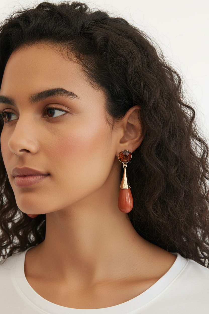 Boucles d'oreilles pendantes goutte terracotta