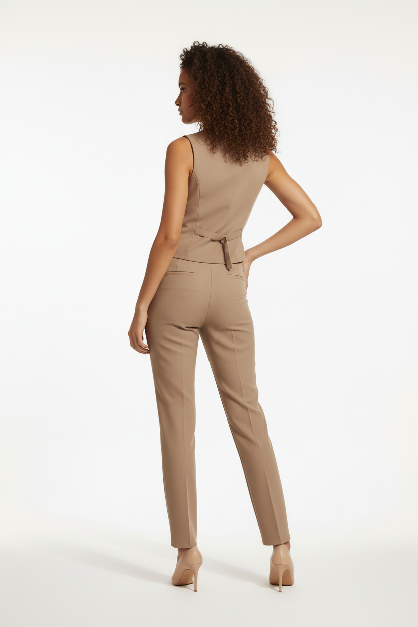 Ensemble Gilet & Pantalon - Melitea - Élégance Italienne - Taille L - Made in Italy - Pièce unique