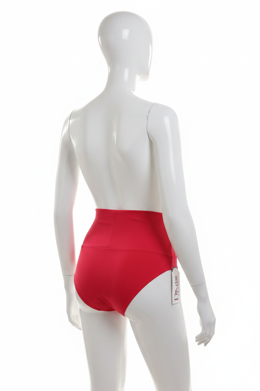 Culotte gainante brésilienne Divas rouge vue 3/4 dos mannequin plastique fond blanc