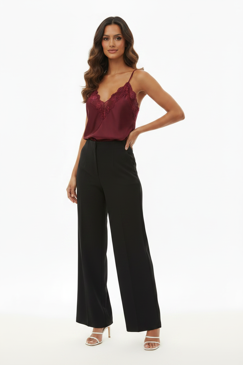 Top Caraco Bordeaux Dentelle - Taille 38-40-42 - Made in Italy - Pièce unique