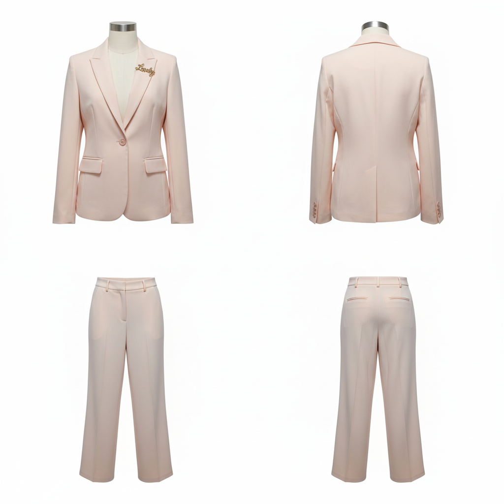 Tailleur Rose Poudré - Blazer & Pantalon - FLORIA - Made in Italy - Pièce unique