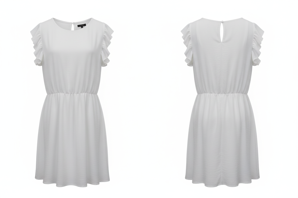 Robe blanche à manches volantées Doremi – Taille 38-40 - Made in Italy - Pièce unique