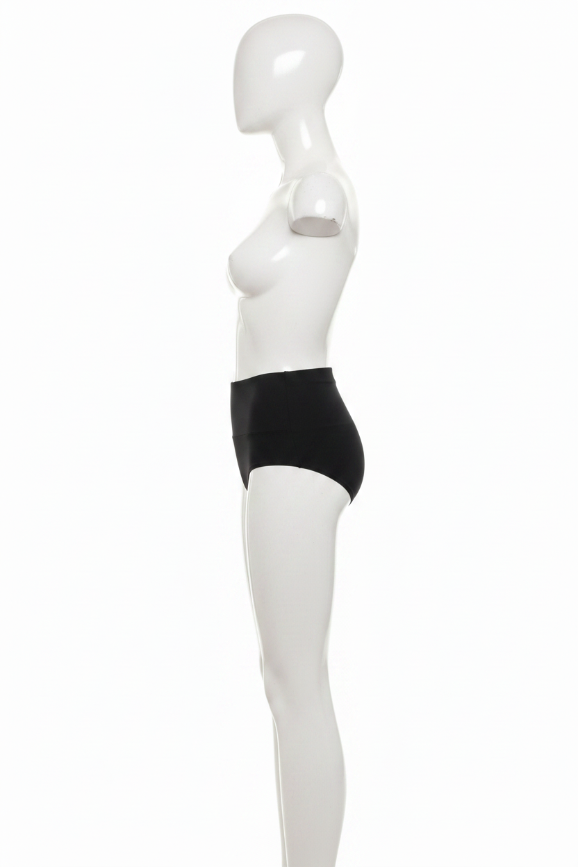 Culotte gainante brésilienne Divas noir vue de côté mannequin plastique fond blanc