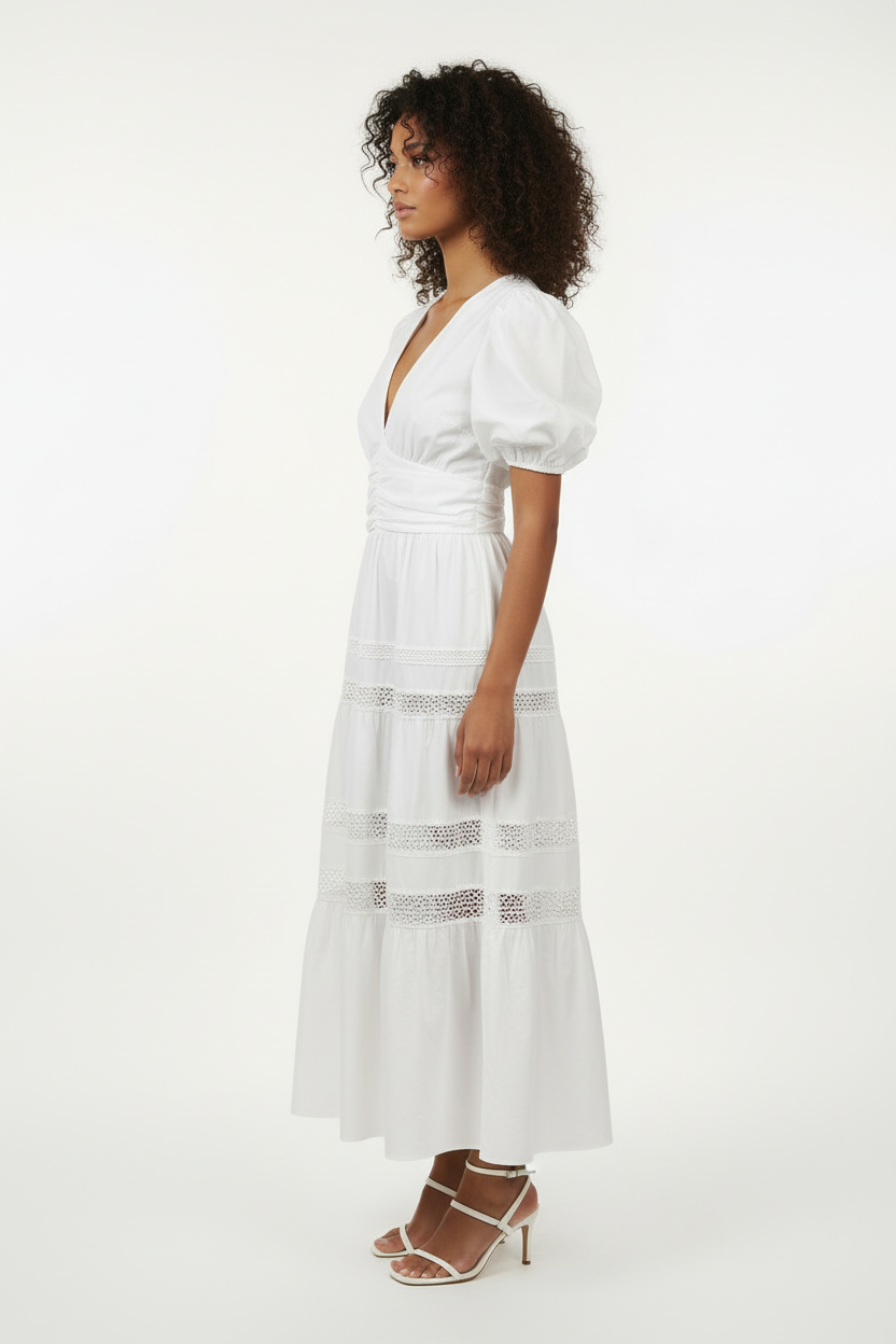 Robe Blanche 100% Coton Italienne - Légèreté & Élégance - Taille XL - Made in Italy  - Pièce unique